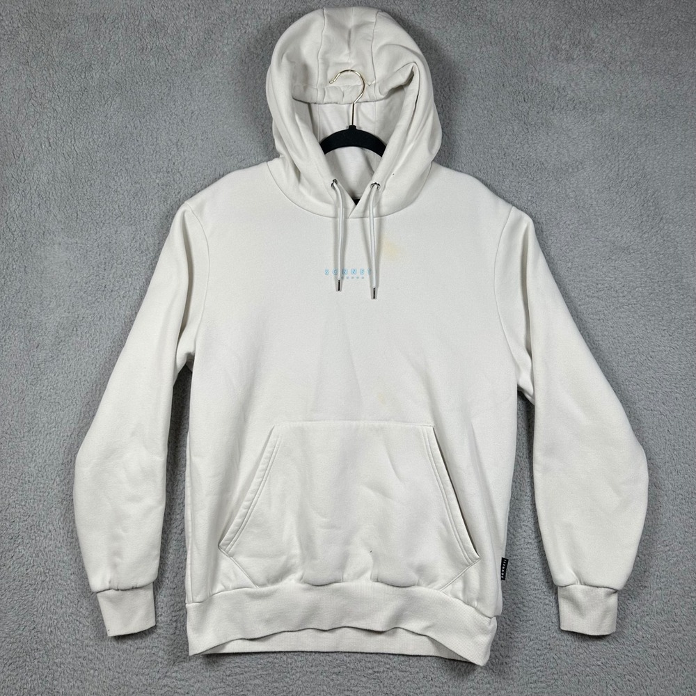 Sonneti London Men's L Essential Hoodie Off White Pullover Fleece Sweatshirt